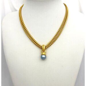 Joan Rivers Interchangeable Bead Pendant Gold Tone Necklace 10 Beads with Box